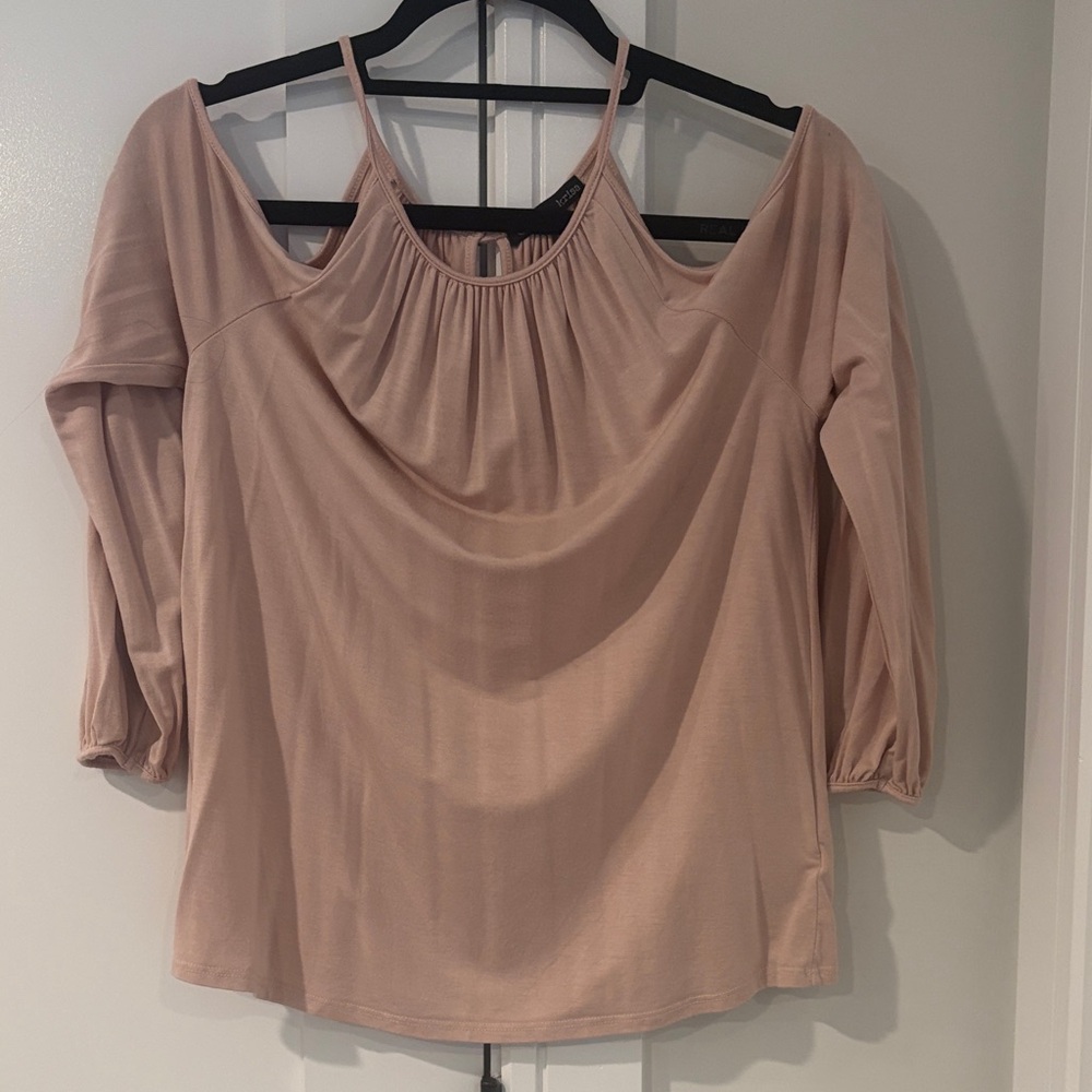 Krisa Elegant Blush Pink Women's Cut Out Shoulder Top Size XS